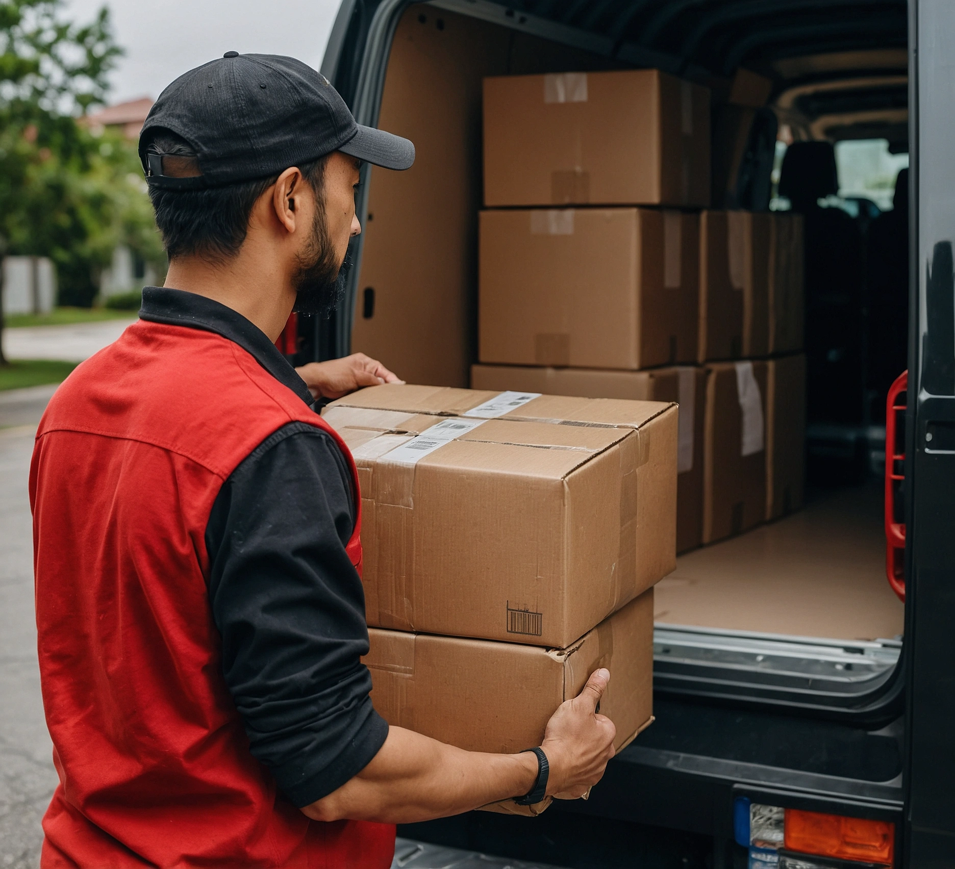 Bearcat Express courier loading delivery van for product delivery in Augusta GA