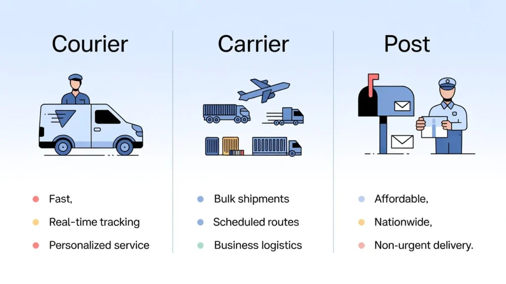 difference between a courier carrier and post