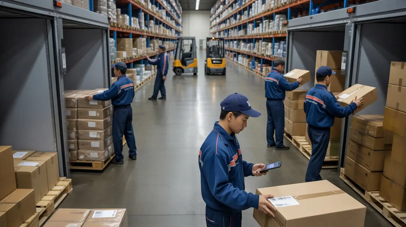 Package being scanned at a warehouse showing what does dispatch mean in shipping