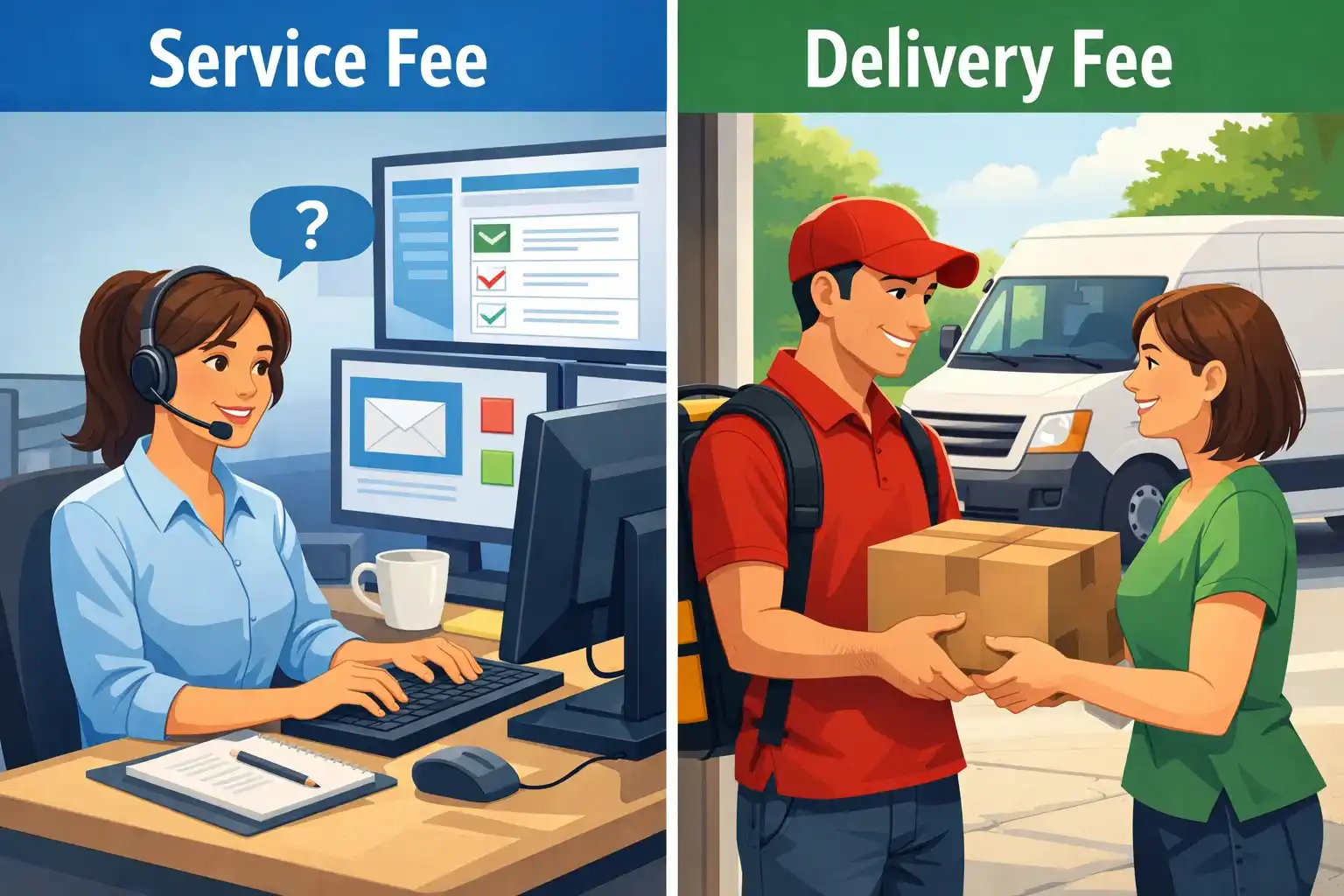 Difference Between a Service Fee and Delivery Fee