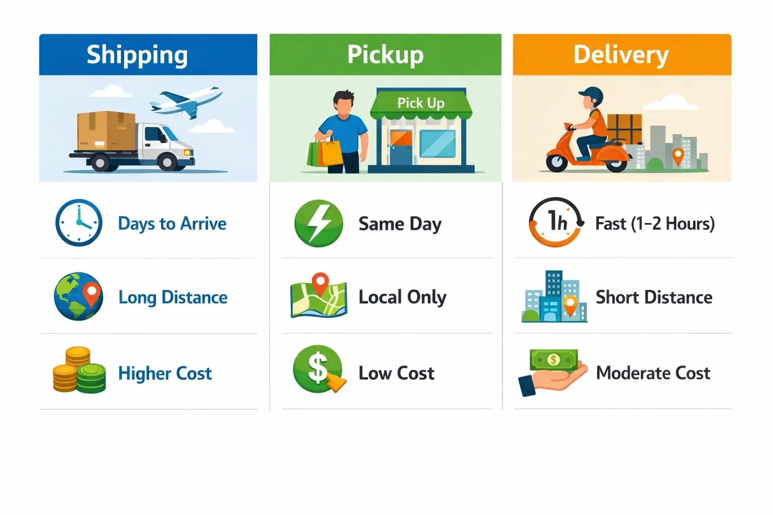 Difference Between Shipping Pickup and Delivery