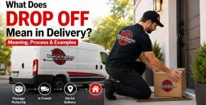 What Does Drop Off Mean in Delivery? courier driver delivering a package at a customer's doorstep